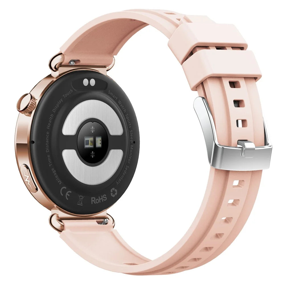 ET493 1.32 Inch AMOLED Screen Smart Watch with Silicone Strap ECG Heart Rate Blood Oxygen Monitor Bluetooth-compatible Call Wrist Watch - Gold+Pink - 2
