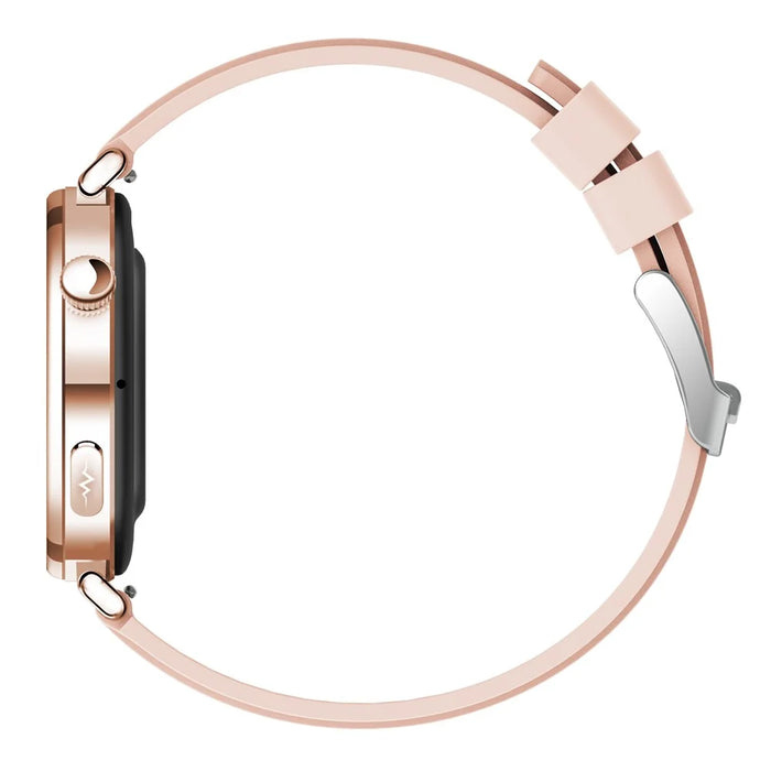 ET493 1.32 Inch AMOLED Screen Smart Watch with Silicone Strap ECG Heart Rate Blood Oxygen Monitor Bluetooth-compatible Call Wrist Watch - Gold+Pink - 3