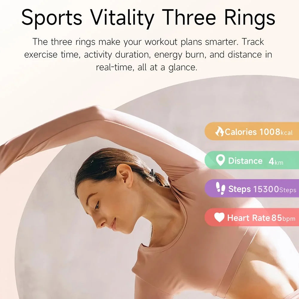 i222 1.19 Inch AMOLED Screen Smart Watch for Women Health Monitor Fitness Tracker Watch, Silicone Strap - Gold+Pink - 7