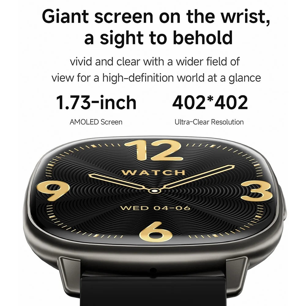 HD17 Air 1.73 Inch AMOLED Screen Smart Watch Bluetooth-compatible Call Health Monitor Wristwatch for Sports - Black - 6