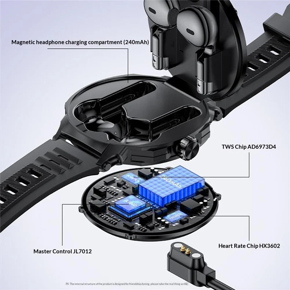 YESIDO IO50 2-in-1 Smart Watch with TWS Earbuds 1.46inch HD Screen Bluetooth-compatible Health Monitor - 7