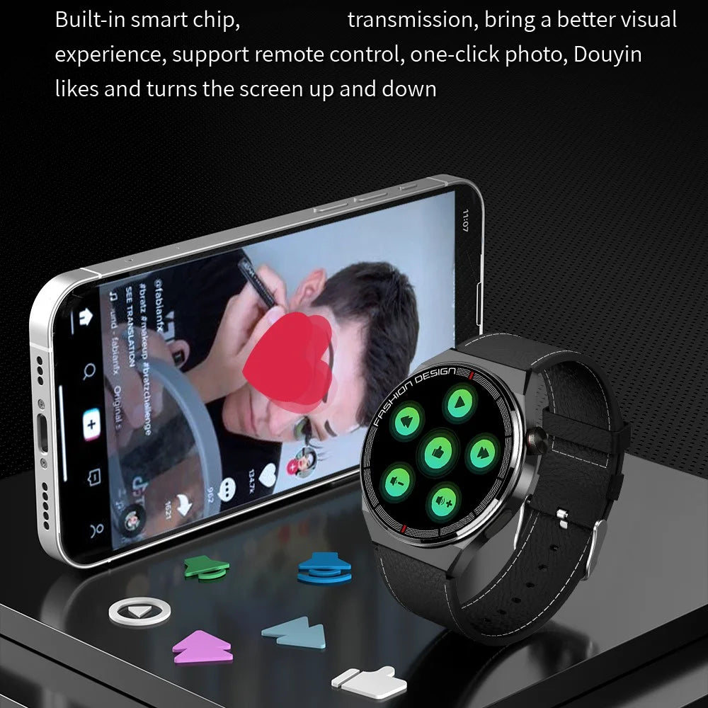 H4 promax Smart Watch Bluetooth-compatible Call Health Monitor 50+ Sports Modes NFC Wristwatch - Black Steel Strap - 4