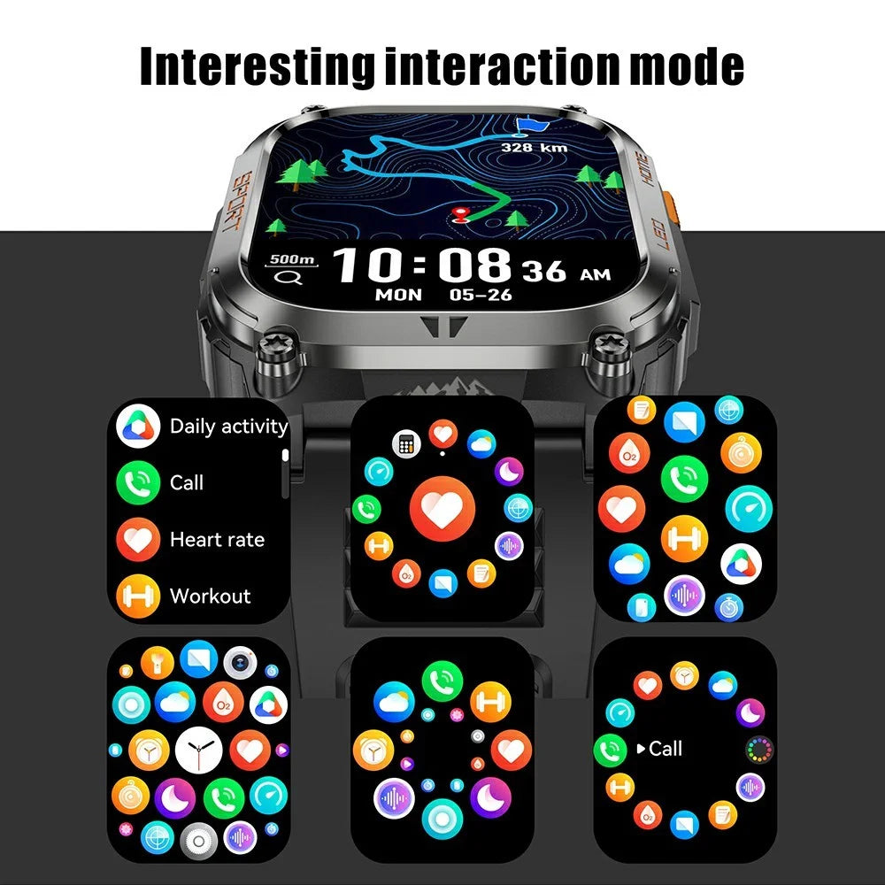 QX18 2.01 Inch Bluetooth-compatible Call Smart Watch IP68 Waterproof GPS Outdoor Sports Health Monitor - Black - 6
