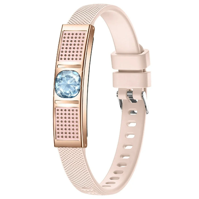 L18 Ultra Thin Smart Bracelet for Women Heart Rate Blood Oxygen Sleep Monitor Fitness Tracker, Silicone Strap - Gold - 1