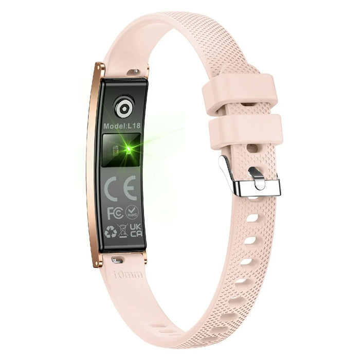 L18 Ultra Thin Smart Bracelet for Women Heart Rate Blood Oxygen Sleep Monitor Fitness Tracker, Silicone Strap - Gold - 2