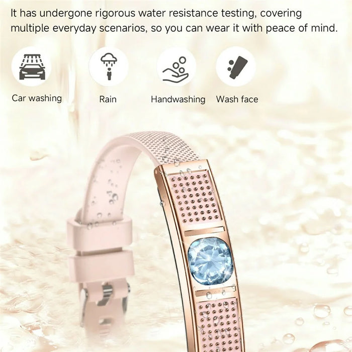 L18 Ultra Thin Smart Bracelet for Women Heart Rate Blood Oxygen Sleep Monitor Fitness Tracker, Silicone Strap - Gold - 5