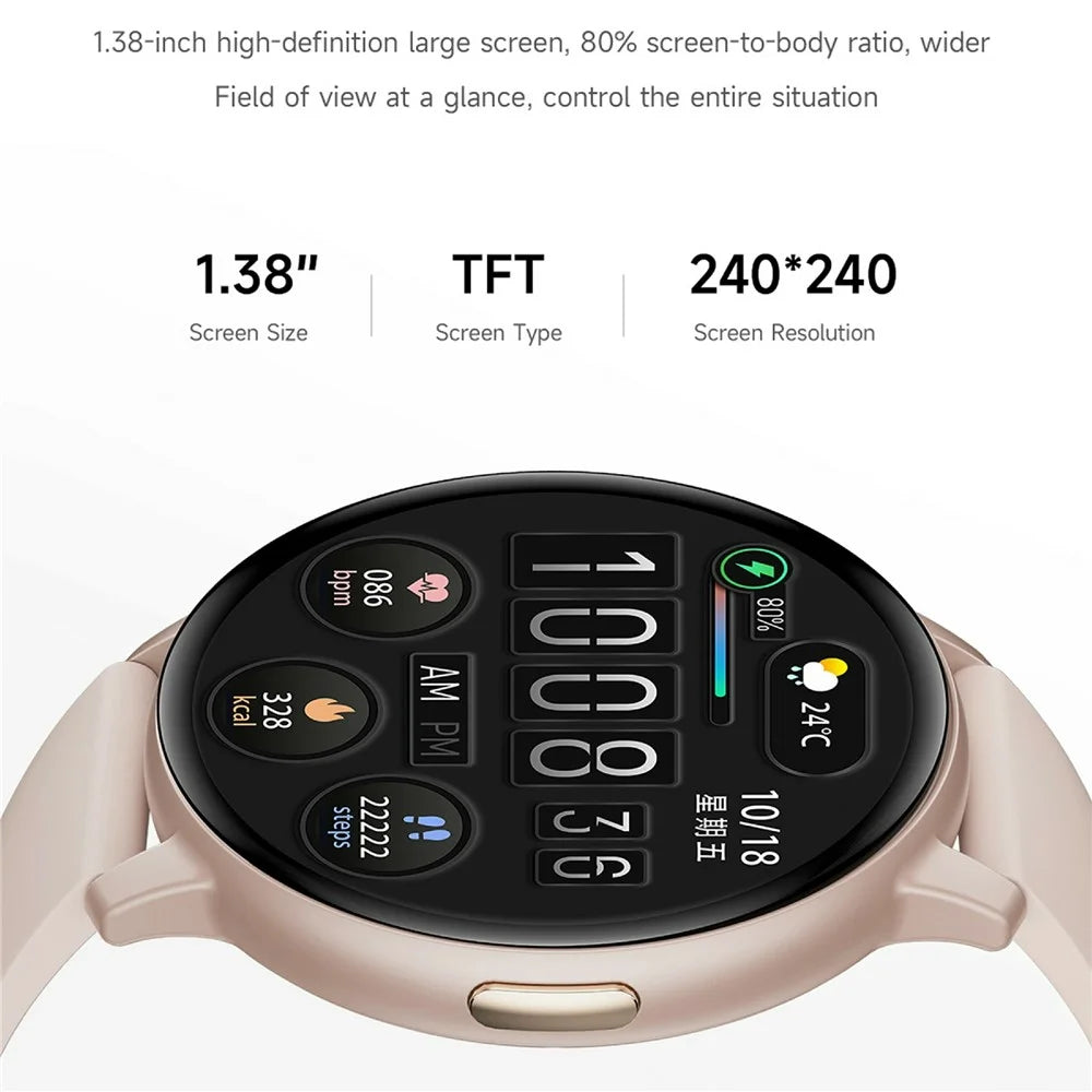 T6 1.38 Inch HD Screen Smart Watch Bluetooth-compatible Call Health Monitor Sports Wristwatch - Pink - 3
