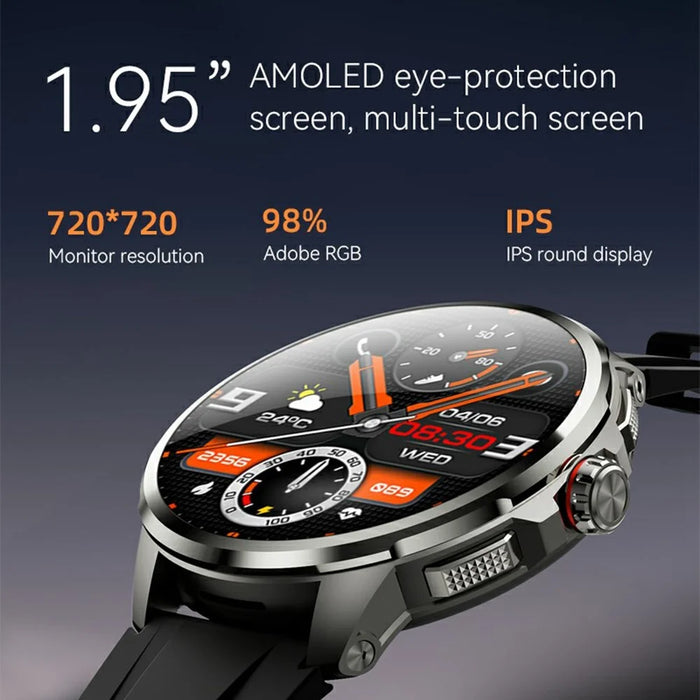 H99 1.95 Inch AMOLED Screen 5G Smart Watch Android 8.1 Video Call Sports Watch Support SIM Card - Black - 2