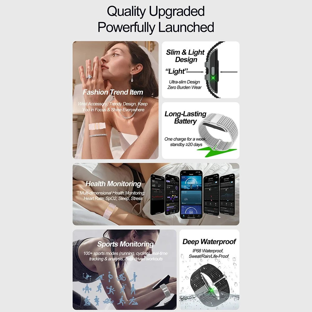 S01 Smart Health Band Wristband Heart Rate Blood Oxygen Sleep Monitor IP68 Waterproof Fitness Tracker - Black - 3