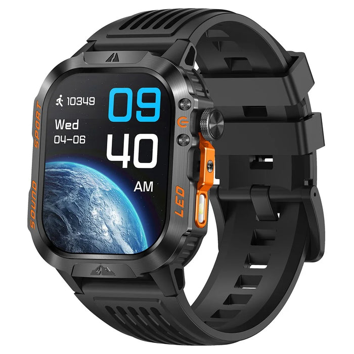 HT46 Sports Smart Watch 2.01 Inch IPS 1200mAh Battery IP68 Waterproof LED Flashlight Bluetooth-compatible Calling Health Monitor for Outdoor Adventure - Black - 1