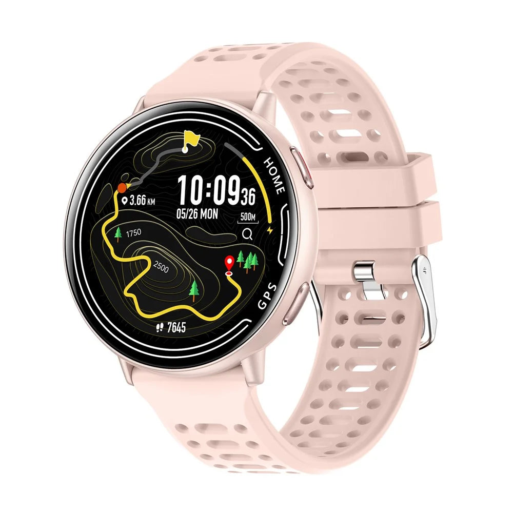 KC100 Smart Watch GPS Positioning Health Monitor Heart Rate Blood Oxygen Temperature Tracking Sports Watch - Pink  /  Silicone Band - 1