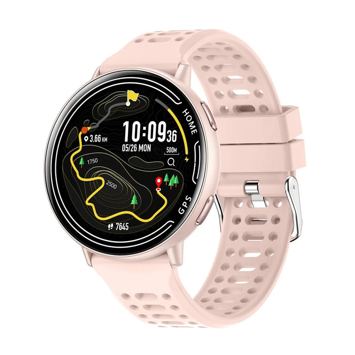 KC100 Smart Watch GPS Positioning Health Monitor Heart Rate Blood Oxygen Temperature Tracking Sports Watch - Pink  /  Silicone Band - 1