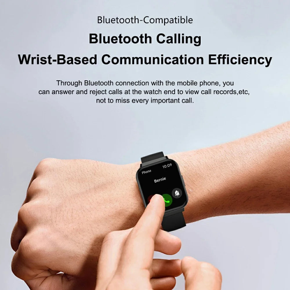 D16 Smart Watch 1.75 Inch HD Screen Bluetooth-compatible IP68 Waterproof Call Heart Rate Sleep Health Monitoring Watch - Black - 6