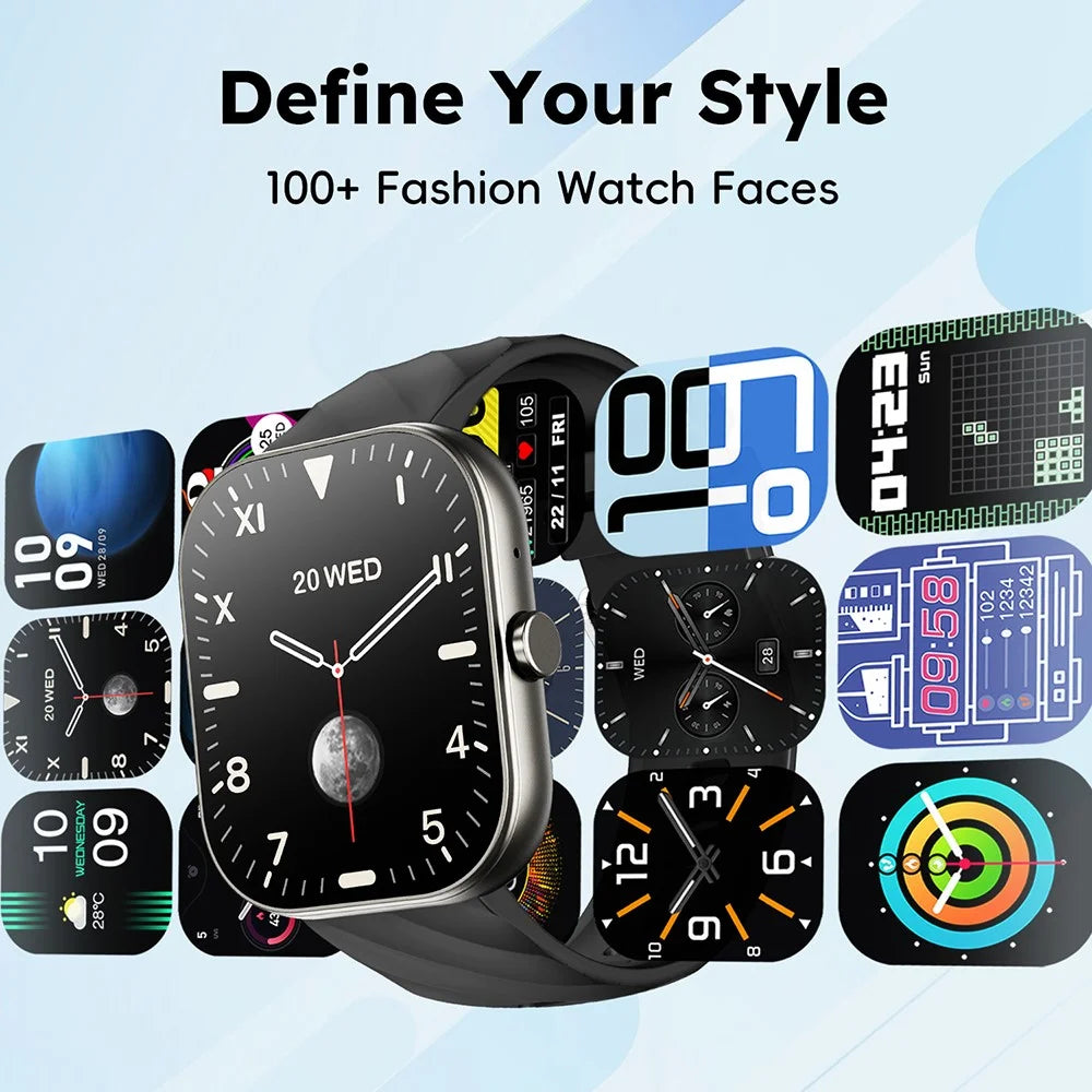 D02 Smart Watch 2.01 Inch Touch Screen Bluetooth-compatible Call Heart Rate SpO2 IP68 Waterproof Sports Monitor Watch - Black - 6