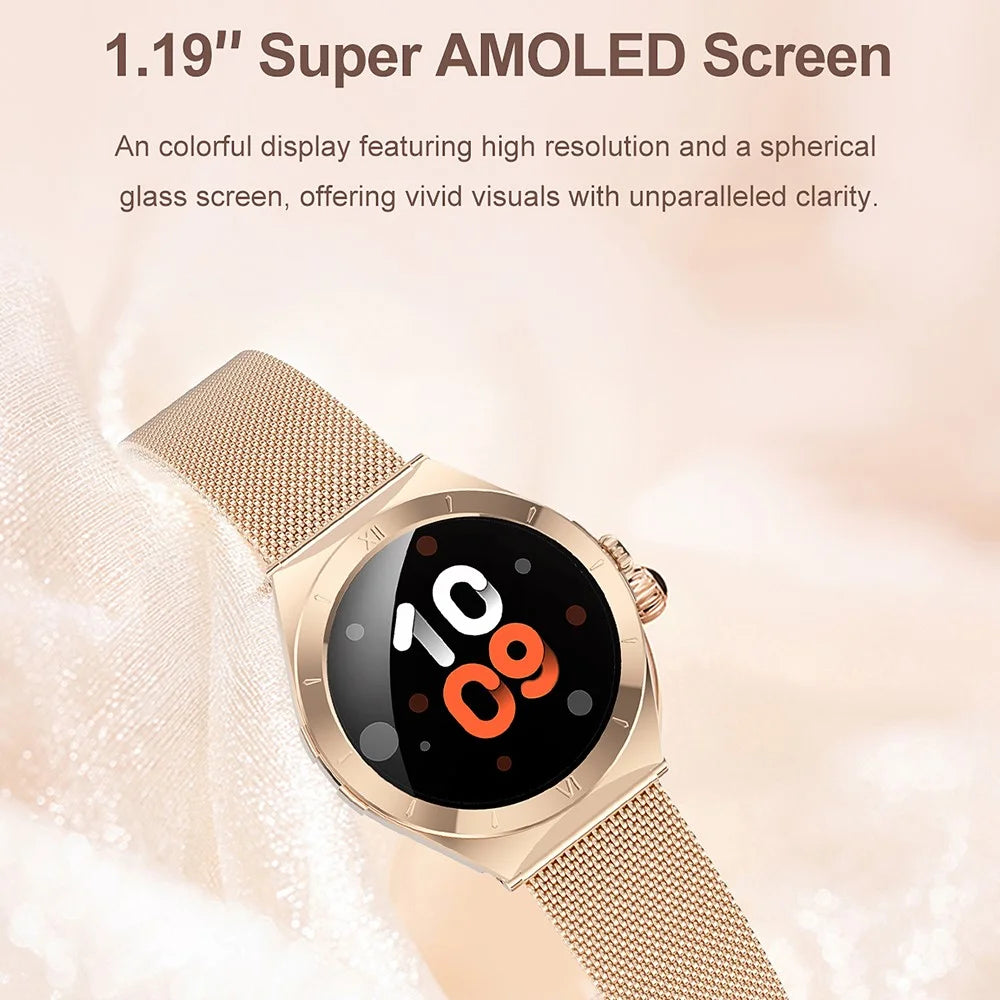 L03 Women's Smart Watch 1.19 Inch AMOLED Screen 390x390 Display Ultra-thin IP68 Waterproof Smart Bracelet for Fitness Health - Gold - 4