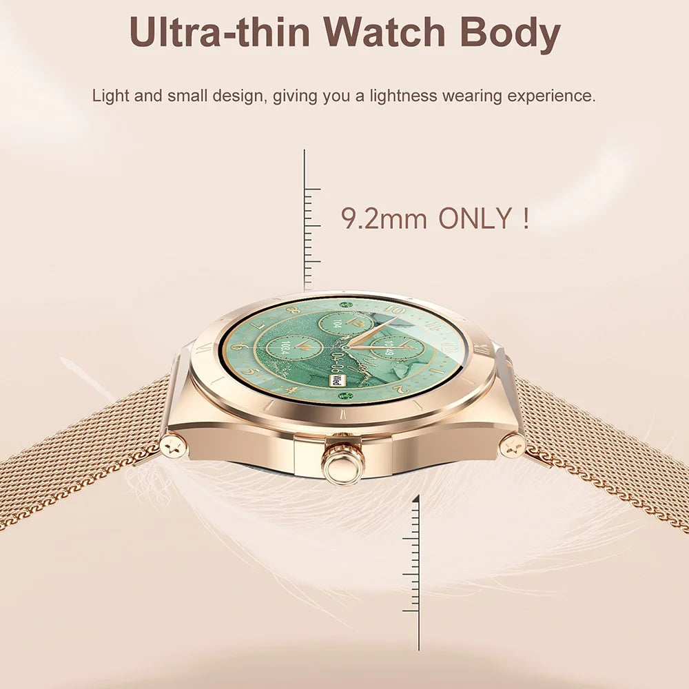 L03 Women's Smart Watch 1.19 Inch AMOLED Screen 390x390 Display Ultra-thin IP68 Waterproof Smart Bracelet for Fitness Health - Gold - 6