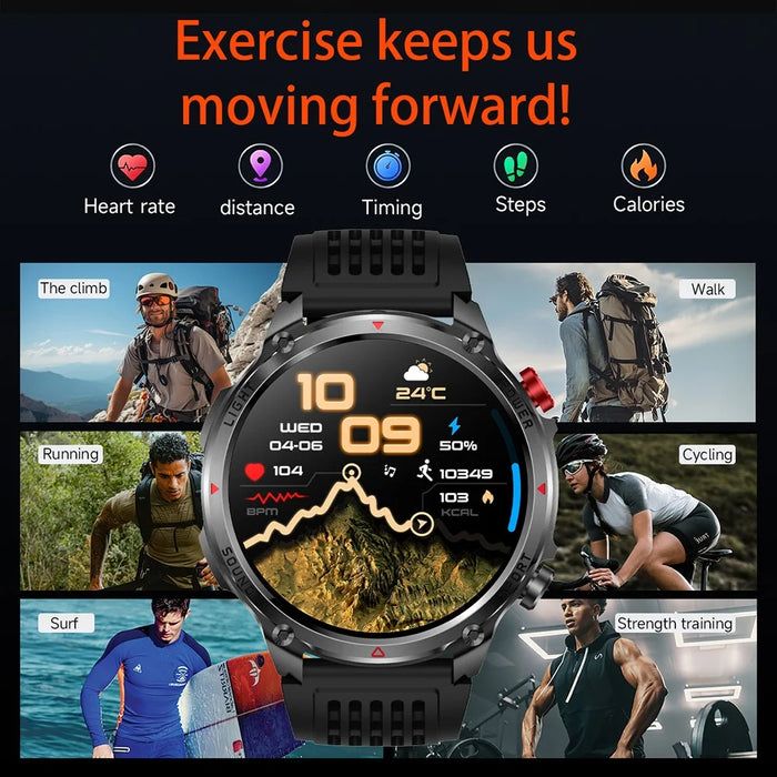 HT45 Outdoor Smart Watch 1.7 Inch HD Screen IP68 Waterproof 100+ Sports Modes 30 Days Battery Life Health Monitor - Black - 3