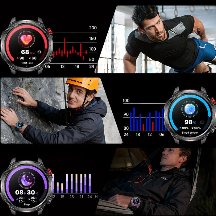 HT45 Outdoor Smart Watch 1.7 Inch HD Screen IP68 Waterproof 100+ Sports Modes 30 Days Battery Life Health Monitor - Black - 5