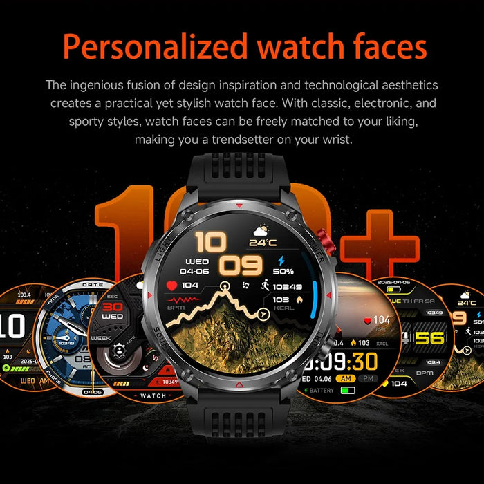 HT45 Outdoor Smart Watch 1.7 Inch HD Screen IP68 Waterproof 100+ Sports Modes 30 Days Battery Life Health Monitor - Black - 6