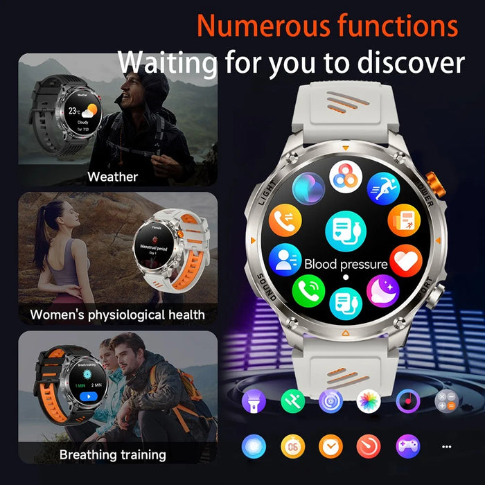 HT45 Outdoor Smart Watch 1.7 Inch HD Screen IP68 Waterproof 100+ Sports Modes 30 Days Battery Life Health Monitor - Black - 7
