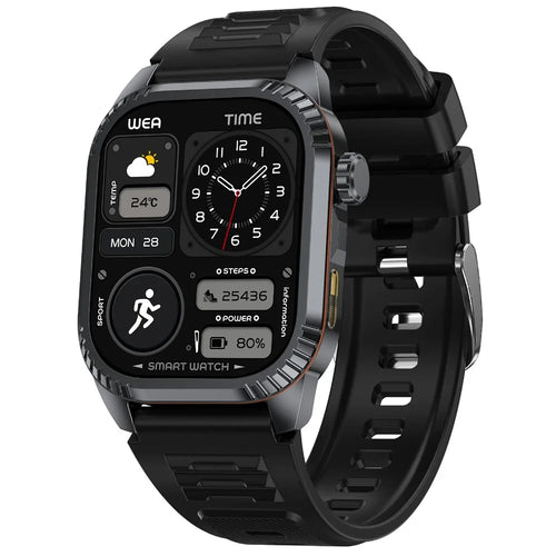 DS8 1.95 Inch IPS Screen Smart Watch LED Flashlight GPS Bluetooth-compatible Calling Health Monitor Fitness Tracker for Outdoor Sports  - Black - 1
