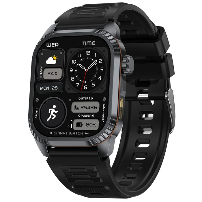 DS8 1.95 Inch IPS Screen Smart Watch LED Flashlight GPS Bluetooth-compatible Calling Health Monitor Fitness Tracker for Outdoor Sports  - Black - 1