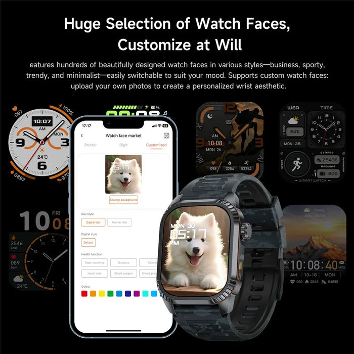 DS8 1.95 Inch IPS Screen Smart Watch LED Flashlight GPS Bluetooth-compatible Calling Health Monitor Fitness Tracker for Outdoor Sports  - Black - 6