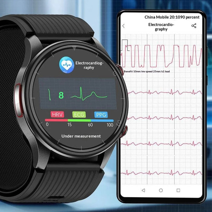 P700 Smart Watch Air Pump Blood Pressure Monitor ECG Heart Rate Body Temperature Fitness Tracker - Black - 2