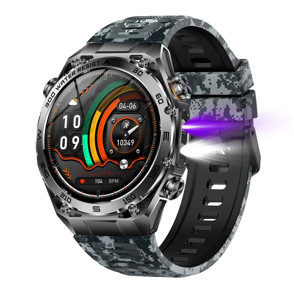 AK105 Camouflage Silicone Strap Smart Watch Bluetooth-compatible Call Heart Rate Blood Pressure Sleep 1.53 Inch IP68 Sports Fitness Tracker - Black - 1