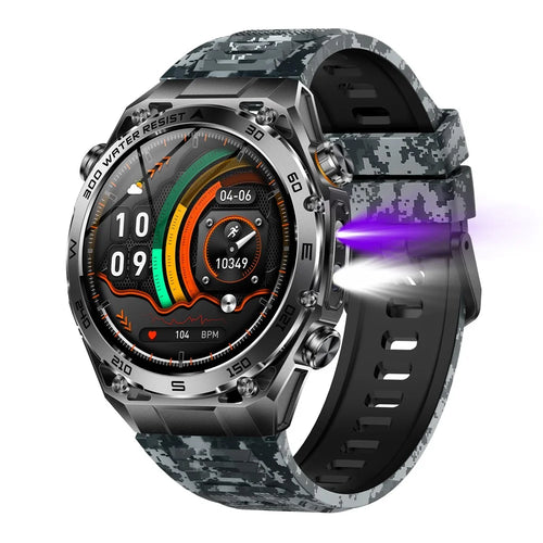 AK105 Camouflage Silicone Strap Smart Watch Bluetooth-compatible Call Heart Rate Blood Pressure Sleep 1.53 Inch IP68 Sports Fitness Tracker - Black - 1