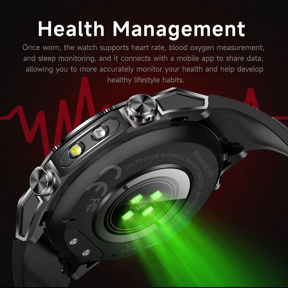 AK105 Camouflage Silicone Strap Smart Watch Bluetooth-compatible Call Heart Rate Blood Pressure Sleep 1.53 Inch IP68 Sports Fitness Tracker - Black - 7