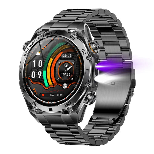 AK105 Steel Strap Smart Watch Bluetooth-compatible Call Heart Rate Blood Pressure Sleep 1.53 Inch IP68 Sports Fitness Tracker - Black - 1