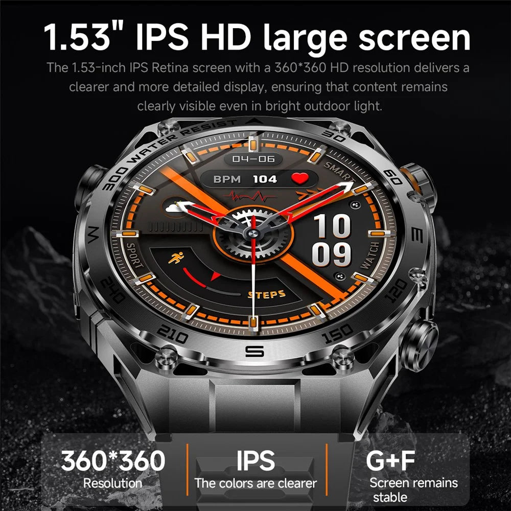AK105 Steel Strap Smart Watch Bluetooth-compatible Call Heart Rate Blood Pressure Sleep 1.53 Inch IP68 Sports Fitness Tracker - Black - 2