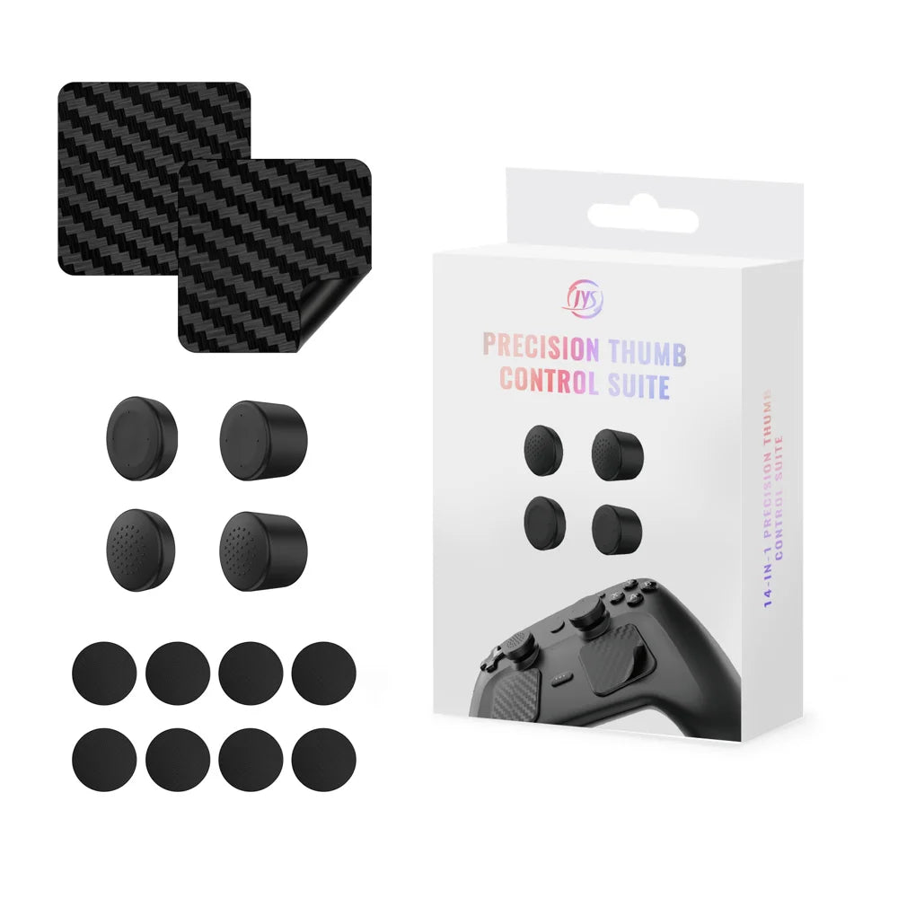 JYS-SDM011 For Steam Controller (2nd generation) Silicone Thumbstick Caps Back Button Pads Touchpad Stickers Set - Black - 1