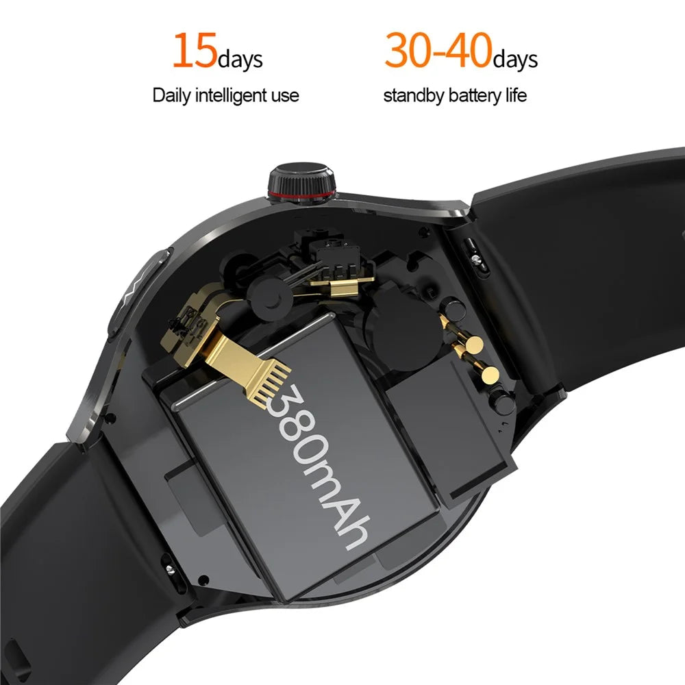 TK26Pro Smart Watch with Leather Strap ECG Heart Rate Blood Pressure 1.43 Inch AMOLED Bluetooth-compatible Call 380mAh One-Touch Health Monitor - Black - 7