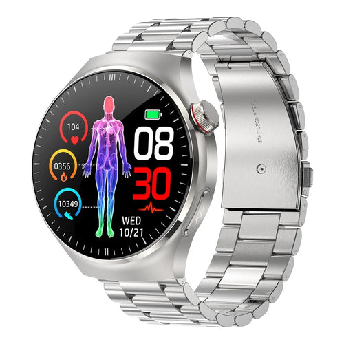 TK26Pro Smart Watch with Steel Strap ECG Heart Rate Blood Pressure 1.43 Inch AMOLED Bluetooth-compatible Call 380mAh One-Touch Health Monitor - Silver - 1