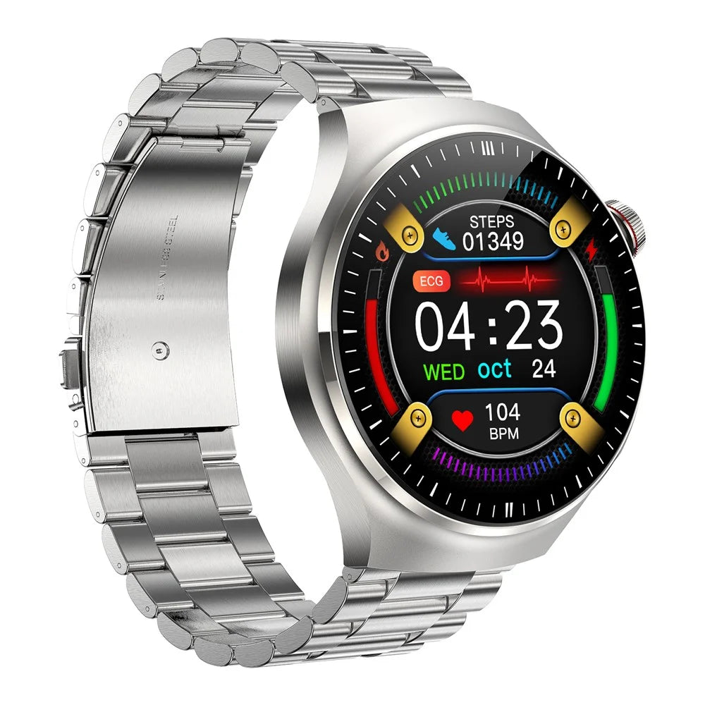 TK26Pro Smart Watch with Steel Strap ECG Heart Rate Blood Pressure 1.43 Inch AMOLED Bluetooth-compatible Call 380mAh One-Touch Health Monitor - Silver - 2