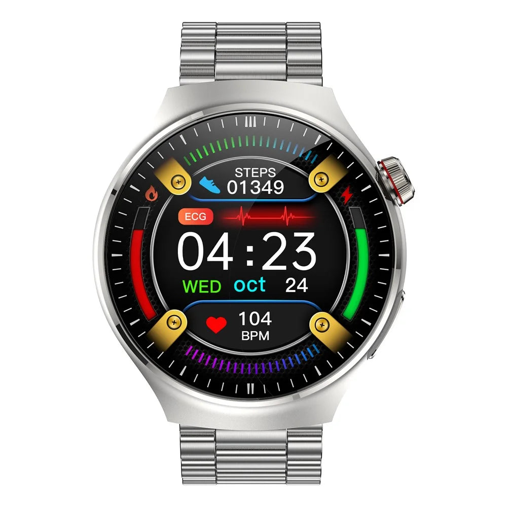TK26Pro Smart Watch with Steel Strap ECG Heart Rate Blood Pressure 1.43 Inch AMOLED Bluetooth-compatible Call 380mAh One-Touch Health Monitor - Silver - 4
