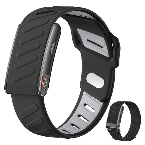 KR96 PRO Smart Health Bracelet ECG Monitor 24H Heart Rate Blood Oxygen Sleep Tracker for Fitness, with 2 Straps - Black Silicone+Black Braided Straps - 1