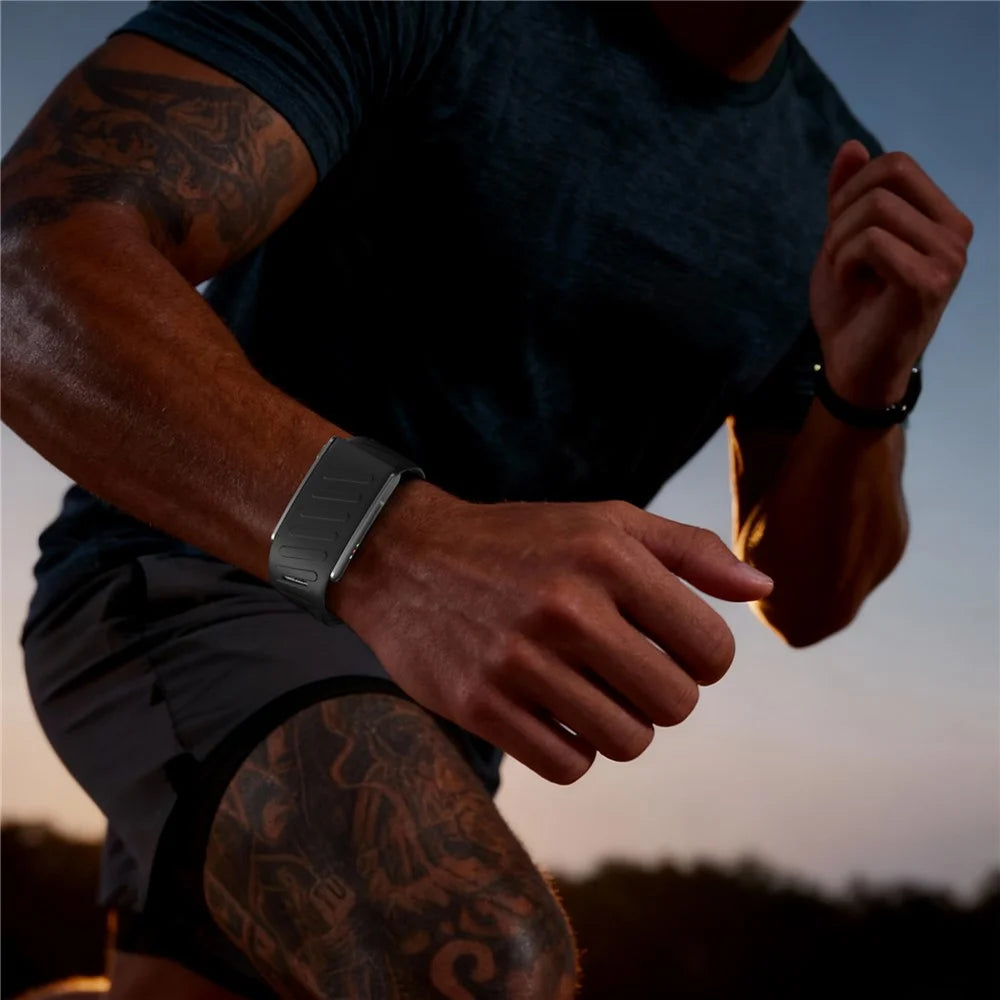 KR96 PRO Smart Health Bracelet ECG Monitor 24H Heart Rate Blood Oxygen Sleep Tracker for Fitness, with 2 Straps - Black Silicone+Black Braided Straps - 7