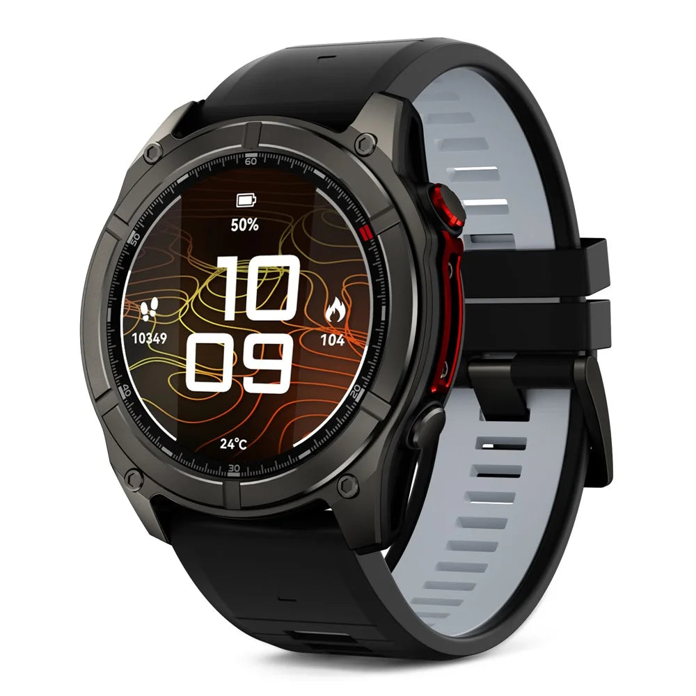 F8 Pro Outdoor Smart Watch 1.43 Inch AMOLED 530mAh 5ATM Waterproof LED Flashlight Health Monitor for Sports - Black - 1