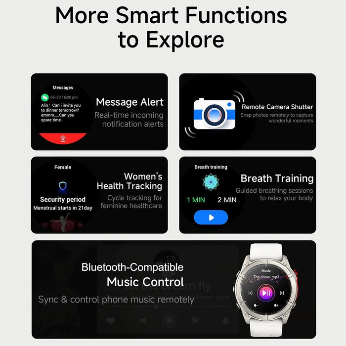 F8 Pro Outdoor Smart Watch 1.43 Inch AMOLED 530mAh 5ATM Waterproof LED Flashlight Health Monitor for Sports - Black - 6