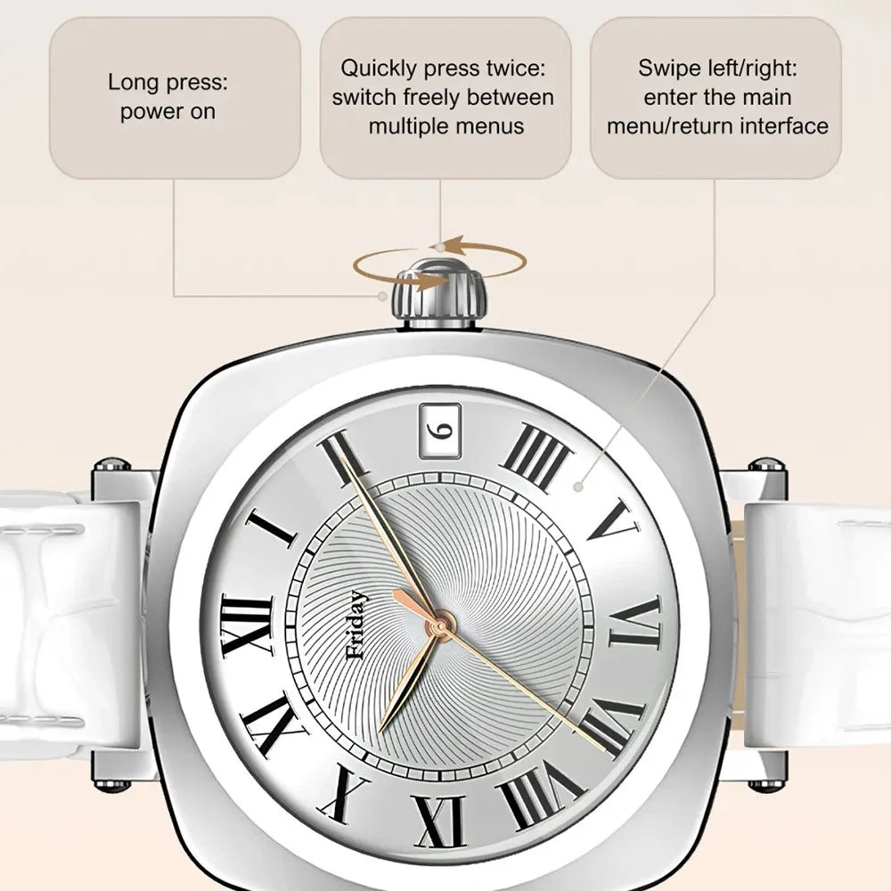 LDNIO SW03 Women Smart Watch 1.19 Inch AMOLED Screen Bluetooth-compatible Call Heart Rate Blood Oxygen ECG Health Monitor - Silver - 3
