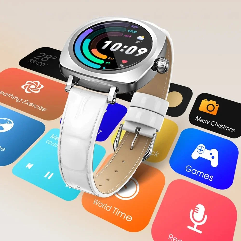 LDNIO SW03 Women Smart Watch 1.19 Inch AMOLED Screen Bluetooth-compatible Call Heart Rate Blood Oxygen ECG Health Monitor - Silver - 7