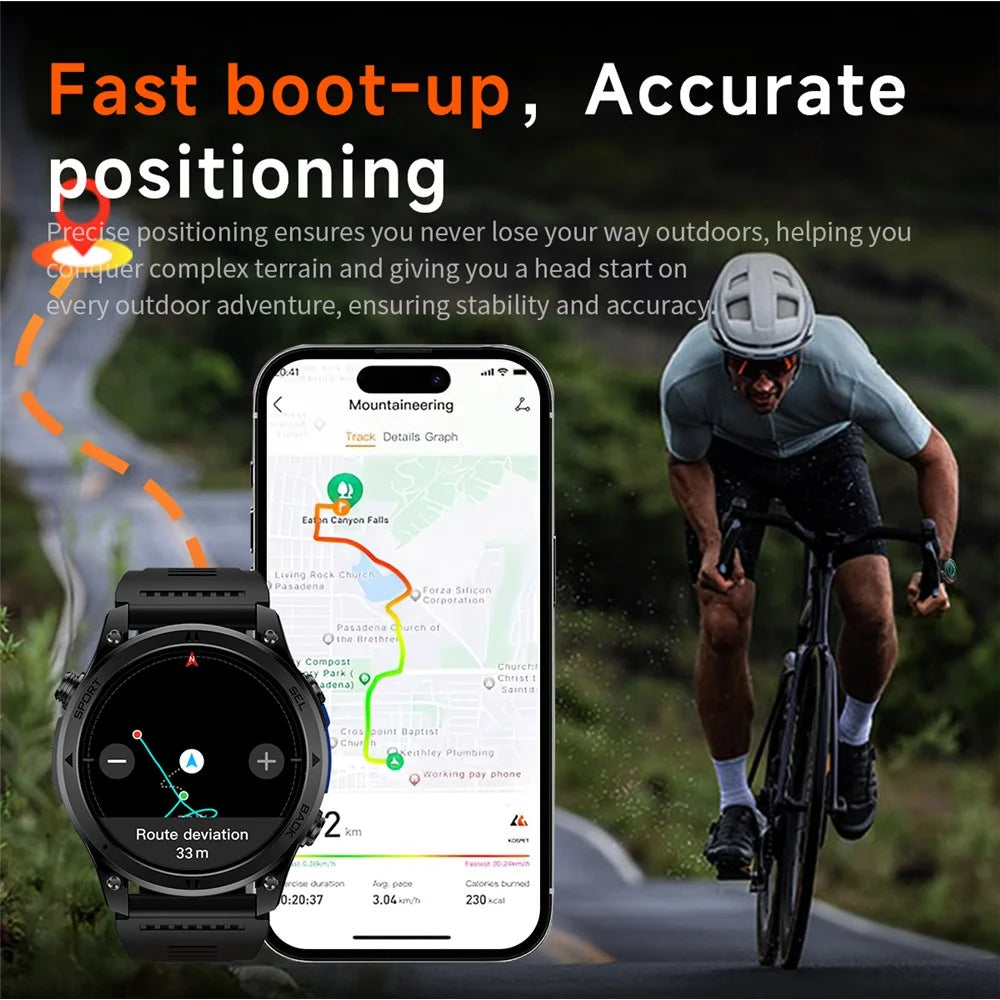 GTH5 1.46 Inch GPS Smart Watch IP68 Waterproof 100+ Sports Modes Bluetooth-compatible Call Wristwatch - Black - 4
