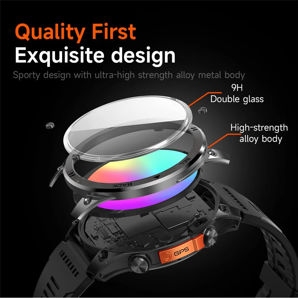 GTH5 1.46 Inch GPS Smart Watch IP68 Waterproof 100+ Sports Modes Bluetooth-compatible Call Wristwatch - Black - 6