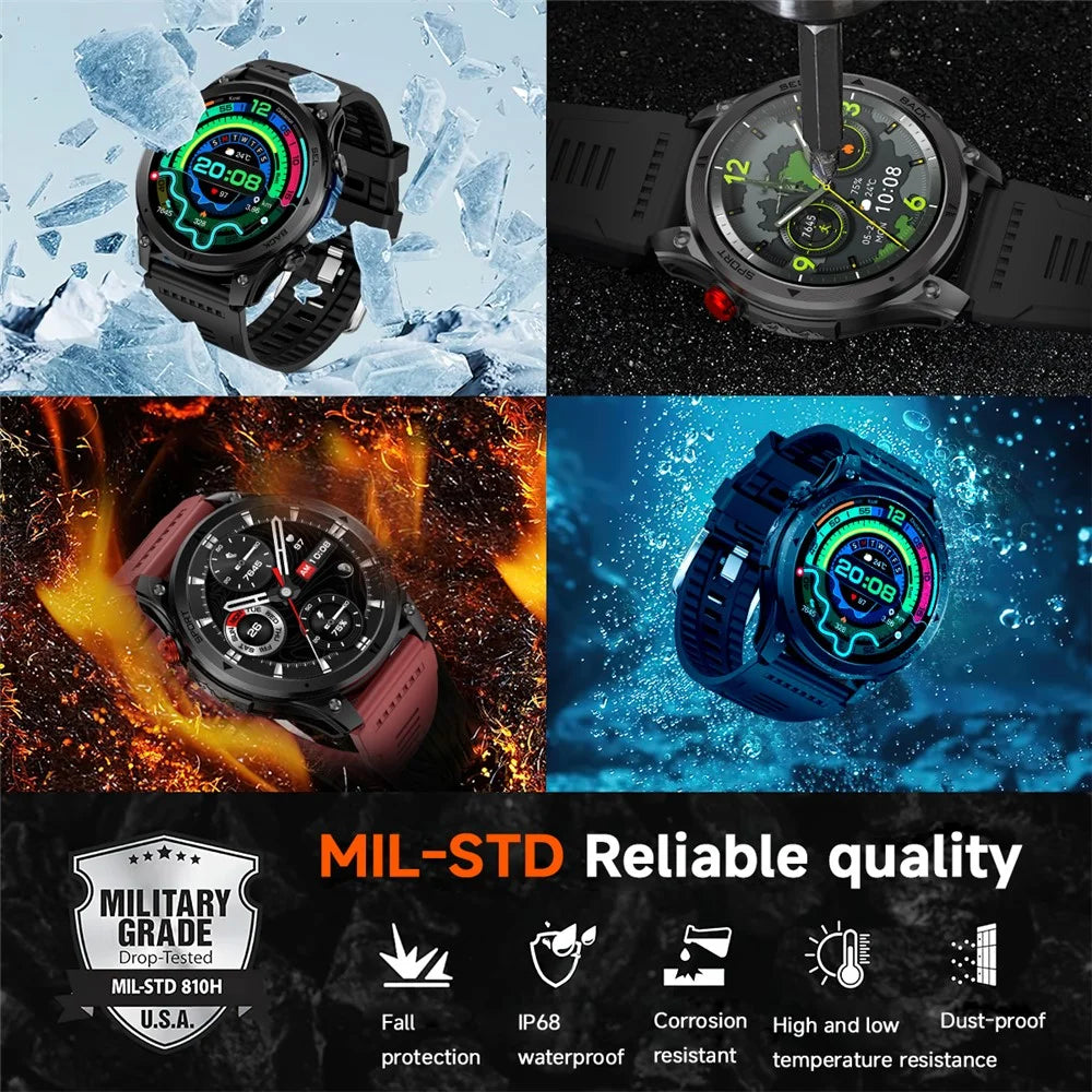 GTH5 1.46 Inch GPS Smart Watch IP68 Waterproof 100+ Sports Modes Bluetooth-compatible Call Wristwatch - Black - 7