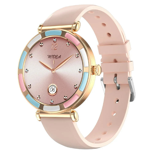 P61 1.27 Inch Screen Bluetooth-compatible Smart Watch for Women Health Monitor IP67 Waterproof Fitness Tracker - Gold+Pink - 1