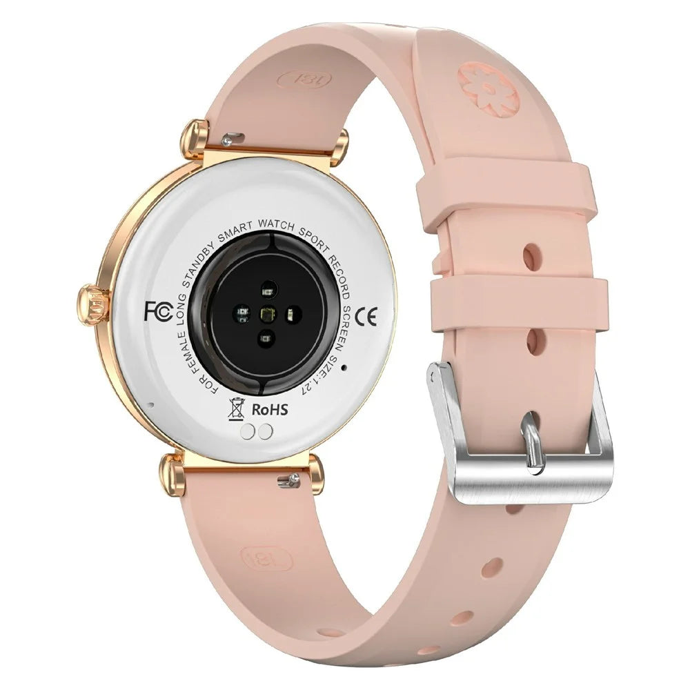 P61 1.27 Inch Screen Bluetooth-compatible Smart Watch for Women Health Monitor IP67 Waterproof Fitness Tracker - Gold+Pink - 2