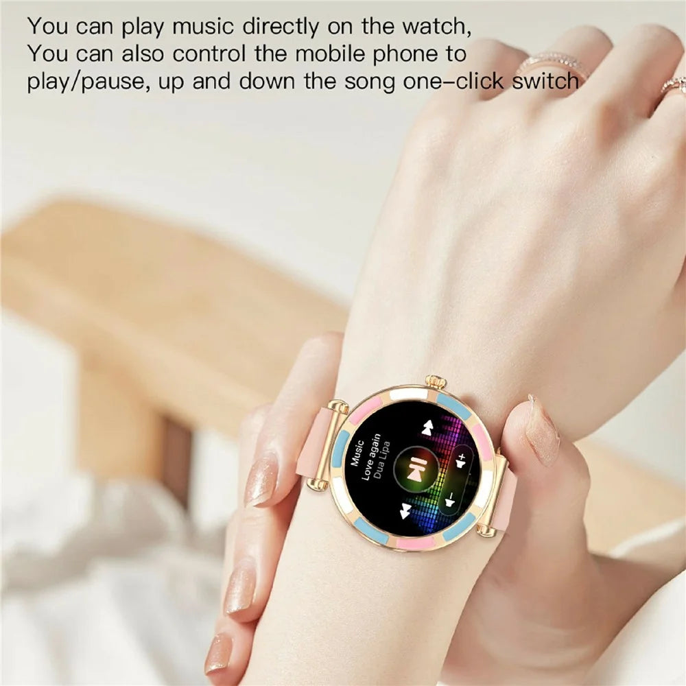P61 1.27 Inch Screen Bluetooth-compatible Smart Watch for Women Health Monitor IP67 Waterproof Fitness Tracker - Gold+Pink - 4
